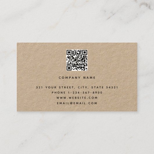 ミニマルモダンリスト署名スクリプトQRコードクラフト 名刺 (裏面)