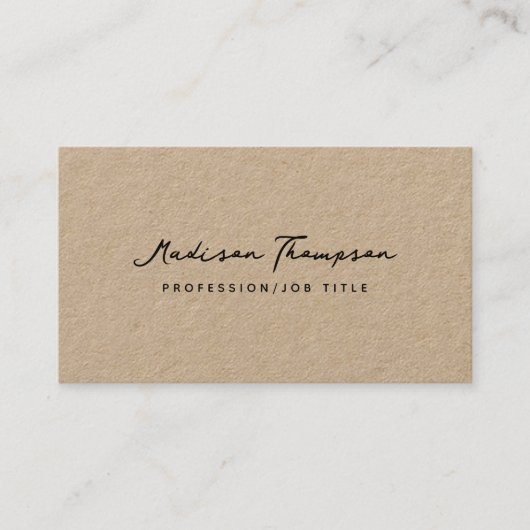 ミニマルモダンリスト署名スクリプトQRコードクラフト 名刺 (正面)