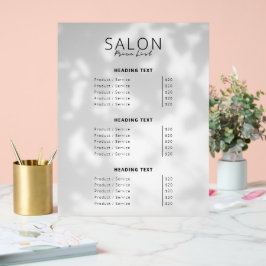 ミニマルモダンリスト美しいサロン価格表 アクリルサイン