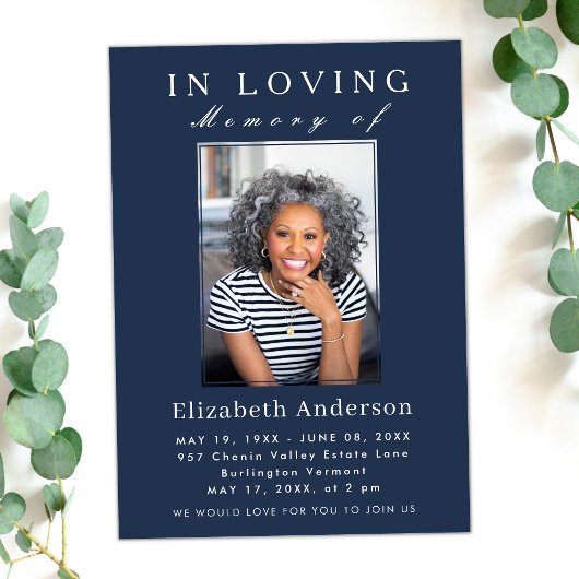 ミニマルモダンリスト葬儀フォトシンプルスクリプト 招待状