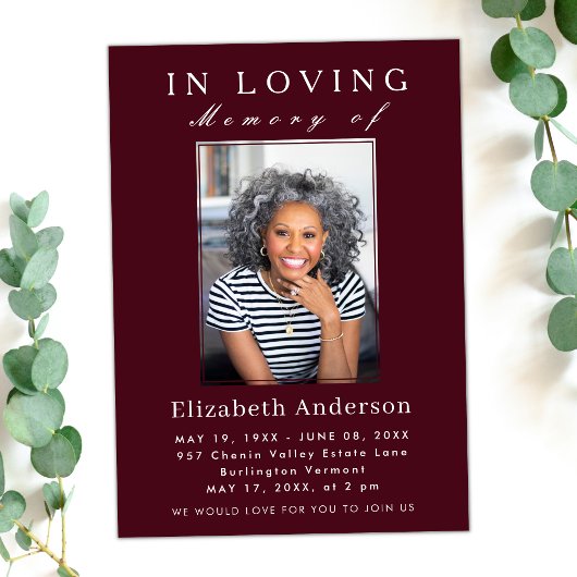 ミニマルモダンリスト葬儀フォトシンプルスクリプト 招待状