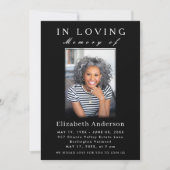 ミニマルモダンリスト葬儀フォトシンプルスクリプト 招待状 (正面)