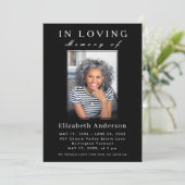 ミニマルモダンリスト葬儀フォトシンプルスクリプト 招待状 (スタンド正面)