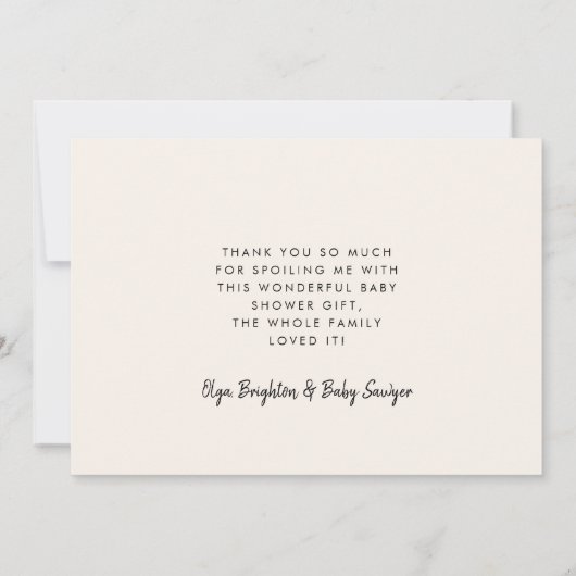 ミニマルモダンリスト赤ちゃんシャワーサンキューカード サンキューカード (裏面)