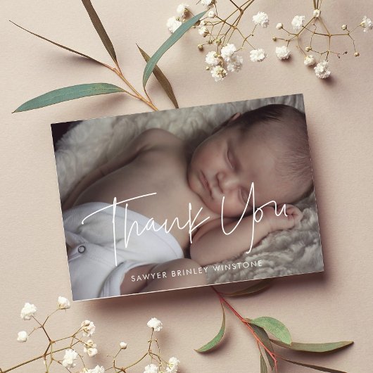 ミニマルモダンリスト赤ちゃんシャワーサンキューカード サンキューカード