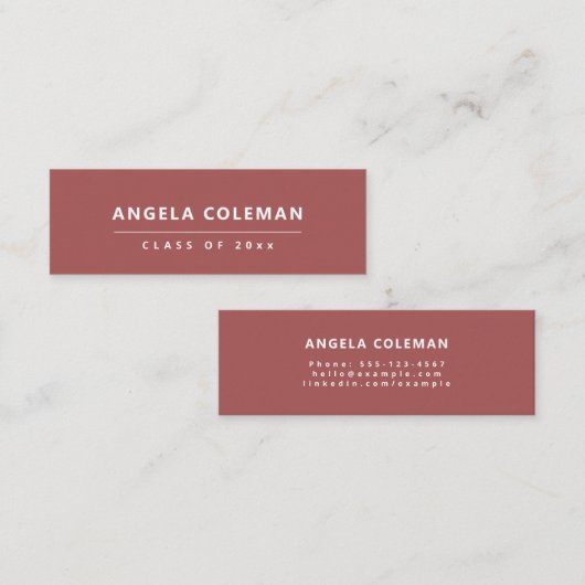 ミニマルモダンリスト赤の卒業式の名刺 コーリングカード (正面/裏面)