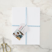 ミニマルモダンリスト赤メリークリスマススクリプトの写真 ギフトタグ (より糸つき)