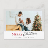 ミニマルモダンリスト赤メリークリスマススクリプトの写真 シーズンポストカード (正面)