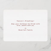 ミニマルモダンリスト赤メリークリスマスTwo写真 箔シーズンカード (裏面)