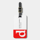 ミニマルモダンリスト赤白色モノグラム ラゲッジタグ (正面縦)