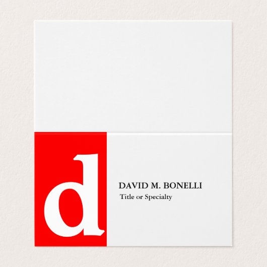 ミニマルモダンリスト赤白色モノグラム 名刺 (外部フラット)