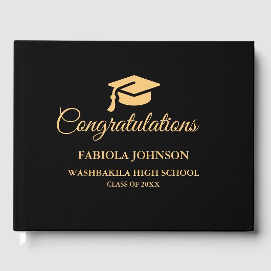 ミニマルモダンリスト金ゴールドスクリプト卒業 ゲストブック (正面)