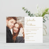 ミニマルモダンリスト金ゴールドスクリプト2結婚写真 招待状 (スタンド正面)