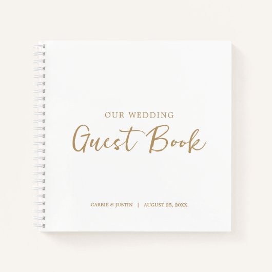 ミニマルモダンリスト金ゴールドス結婚クリプトのゲストブック ノートブック (正面)