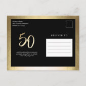 ミニマルモダンリスト金ゴールドタイプ50誕生日 インビテーションポストカード (裏面)