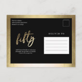 ミニマルモダンリスト金ゴールドタイプ50誕生日 インビテーションポストカード (裏面)