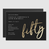 ミニマルモダンリスト金ゴールドタイプ50誕生日 マグネット招待状 (正面/裏面)