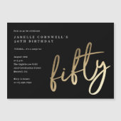 ミニマルモダンリスト金ゴールドタイプ50誕生日 マグネット招待状 (正面)