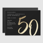 ミニマルモダンリスト金ゴールドタイプ50誕生日 マグネット招待状 (正面/裏面)