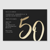 ミニマルモダンリスト金ゴールドタイプ50誕生日 マグネット招待状 (正面)