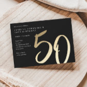 ミニマルモダンリスト金ゴールドタイプ50誕生日 招待状