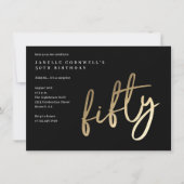 ミニマルモダンリスト金ゴールドタイプ50誕生日 招待状 (正面)
