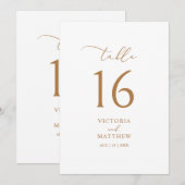 ミニマルモダンリスト金ゴールドテーブル番号カード (正面/裏面)