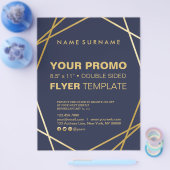 ミニマルモダンリスト金ゴールド幾何学模様8.5インチx 11インチフライヤー チラシ (シングル)