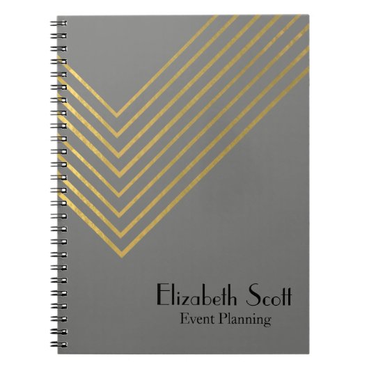 ミニマルモダンリスト金ゴールド幾何学的デザインジャーナル/ ノートブック (正面)