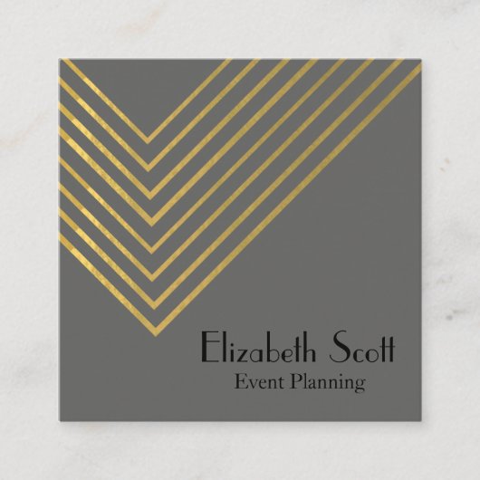 ミニマルモダンリスト金ゴールド幾何学的デザイン スクエア名刺 (正面)