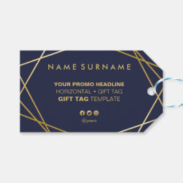 ミニマルモダンリスト金ゴールド幾何水平 ギフトタグ
