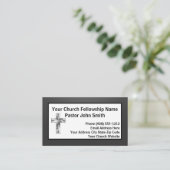 ミニマルモダンリスト陰影の黒教会牧師 名刺 (スタンド正面)