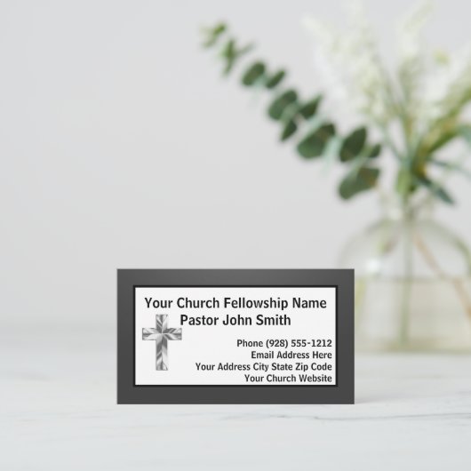 ミニマルモダンリスト陰影の黒教会牧師 名刺 (スタンド正面)