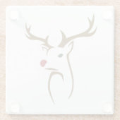 ミニマルモダンリスト鹿ラインアートクリスマス ガラスコースター (裏面)