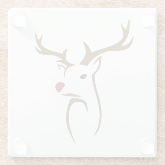 ミニマルモダンリスト鹿ラインアートクリスマス ガラスコースター (裏面)
