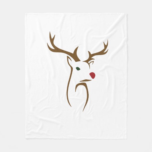 ミニマルモダンリスト鹿ラインアートクリスマス フリースブランケット (正面)