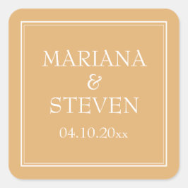 ミニマルモダンリスト黄四角ステッカー スクエアシール