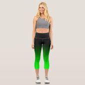 ミニマルモダンリスト黒ライムグラデーション カプリレギンス (正面)