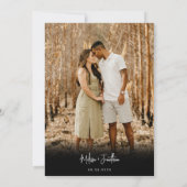 ミニマルモダンリスト黒写真スクリプ結婚ト 招待状 (裏面)