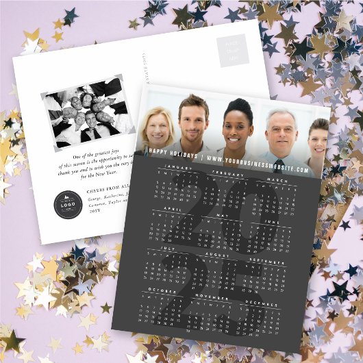 ミニマルモダンリスト2025年カレンダー新年写真 シーズンポストカード