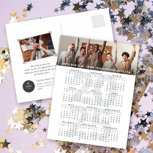 ミニマルモダンリスト2025年カレンダー新年写真 シーズンポストカード