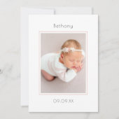 ミニマルモダンリスト3枚ベビー 案内状 (正面)