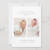 ミニマルモダンリスト3枚ベビー 案内状 (裏面)