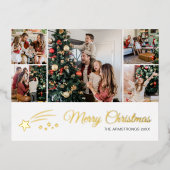 ミニマルモダンリスト6フォトファミリー名 箔シーズンポストカード (正面)