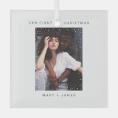 ミニマルモダンリスト |とメリー写結婚した真 ガラスオーナメント (正面)