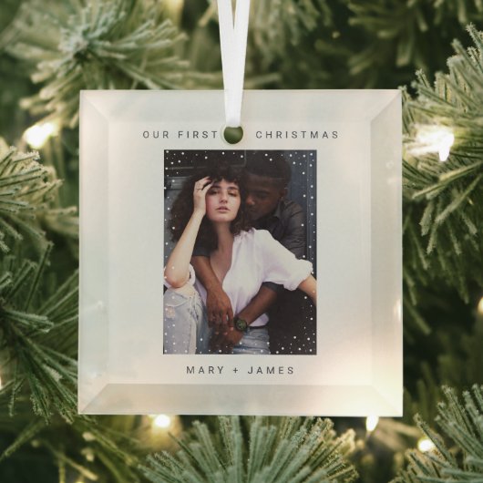 ミニマルモダンリスト |とメリー写結婚した真 ガラスオーナメント (インサイチュ)