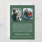 ミニマルモダンリスト|グリーン3フォトクリスマスニュース シーズンカード (裏面)