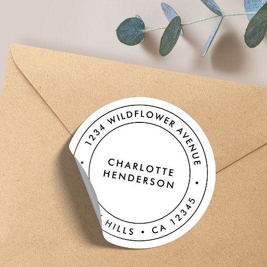 ミニマルモダンリスト |シンプル縁ど差出人住所 ラウンドシール