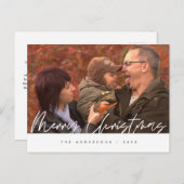 ミニマルモダンリスト、メリークリスマス家族の写真 ポストカード (正面/裏面)