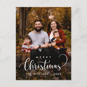 ミニマルモダンリスト、メリークリスマス家族の写真 ポストカード